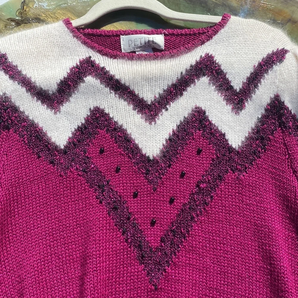 Vintage Knit Pullover Sweater with Beads - Picture 5 of 12